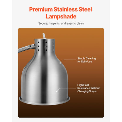 E909 - 360° Rotating Stainless Steel Food Heat Lamp for Restaurants