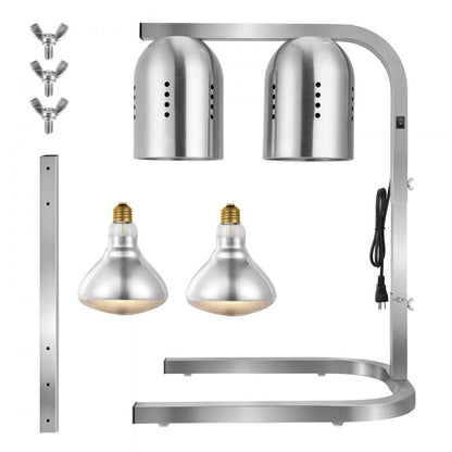 E904 - Adjustable 500W Stainless Steel Food Heat Lamp for Restaurants