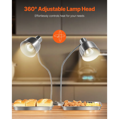E909 - Stainless Steel 360° Rotating Food Heat Lamp for Restaurants
