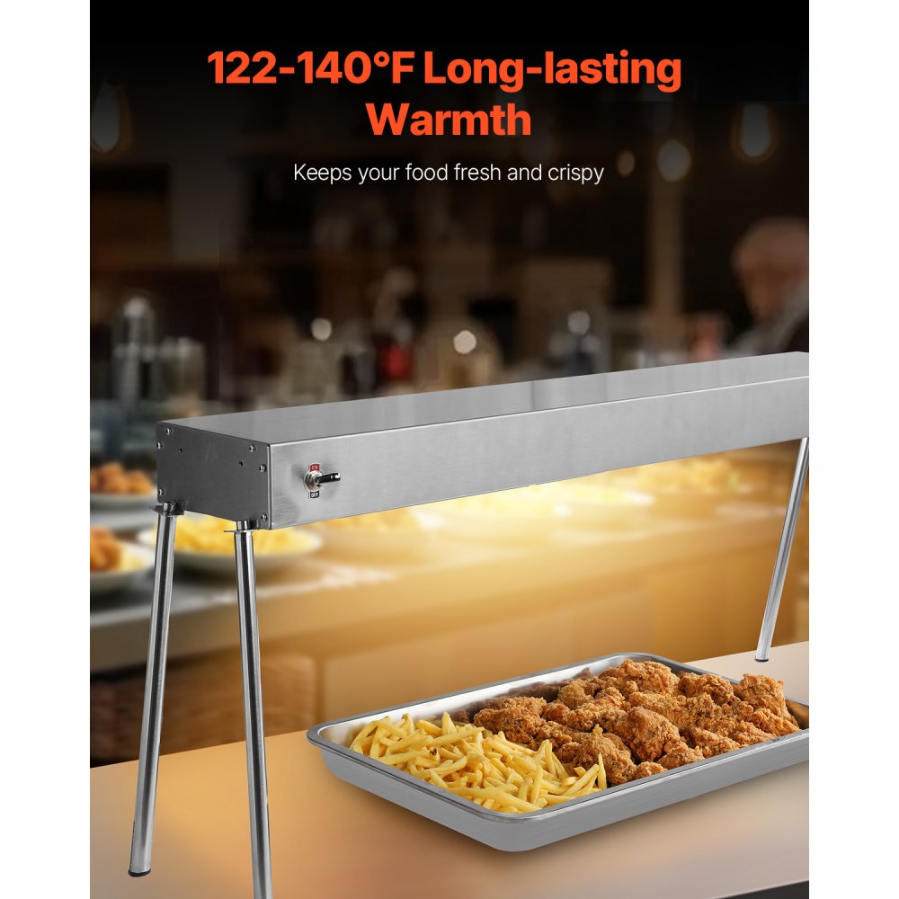 E861 - 750W Stainless Steel Food Heat Lamp for Restaurants & Buffets