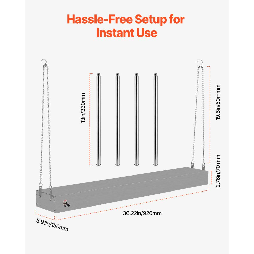 E861 - 750W Stainless Steel Food Heat Lamp for Restaurants & Cafes