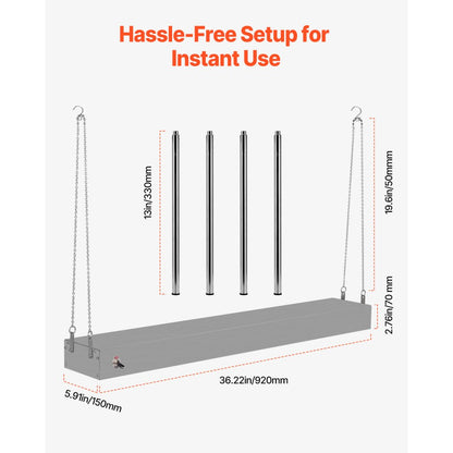 E861 - 750W Stainless Steel Food Heat Lamp for Restaurants & Cafes