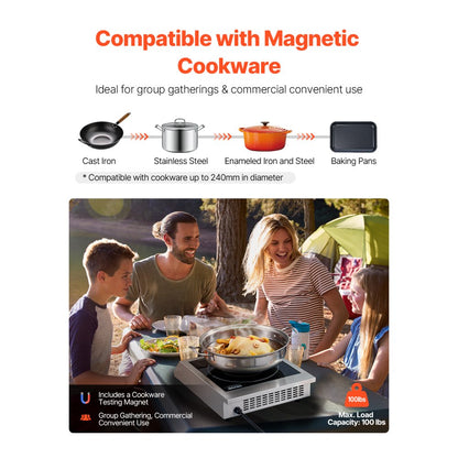 K1004 - 1800W Portable Induction Cooktop with Timer & Touch Controls