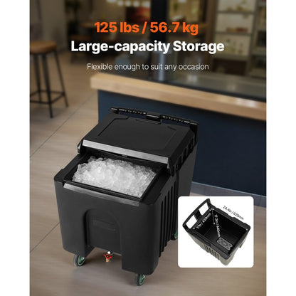 IBBA125LB - 125 lbs Commercial Ice Bin with 24-Hour Cooling & Wheels