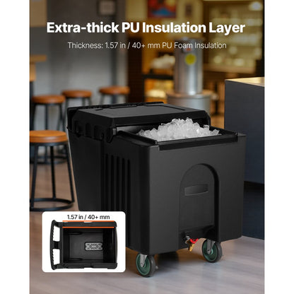IBBA125LB - 125 lbs Commercial Ice Bin with 24-Hour Cooling & Wheels