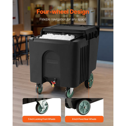 IBBA125LB - 125 lbs Commercial Ice Bin with 24-Hour Cooling & Wheels