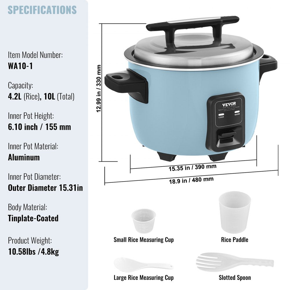 WA10-1 - 10L Non-Stick Rice Cooker for 50 Cups, Easy One-Touch Operation
