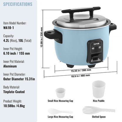 WA10-1 - 10L Non-Stick Rice Cooker for 50 Cups, Easy One-Touch Operation