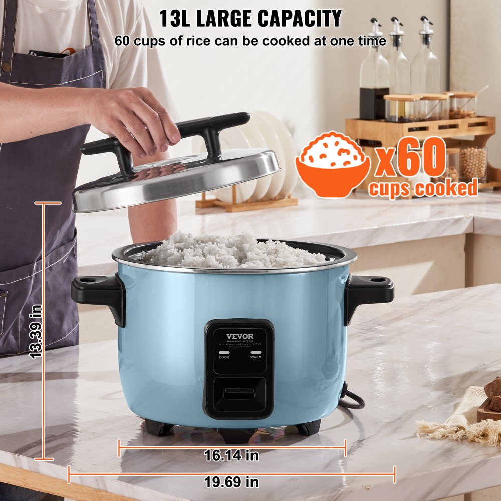 WA13-1 - 13L Non-Stick Rice Cooker for 60 Cups, Easy Clean