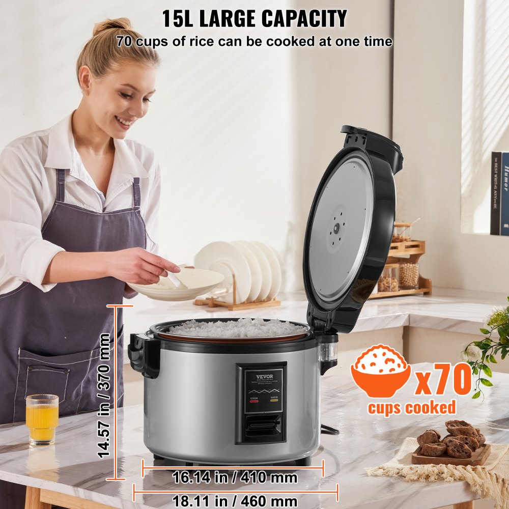 X901 - 15L Non-Stick Rice Cooker for 70 Cups, Perfect for Large Events