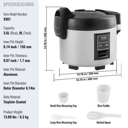X901 - 9L Non-Stick Rice Cooker for 30-40 People, Easy to Clean