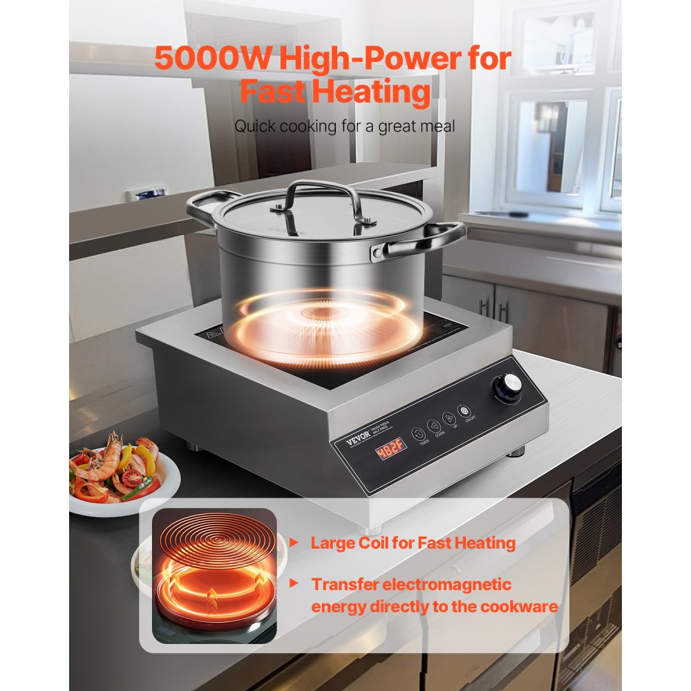 K1004-2 - 5000W Portable Induction Cooktop with Touch Controls