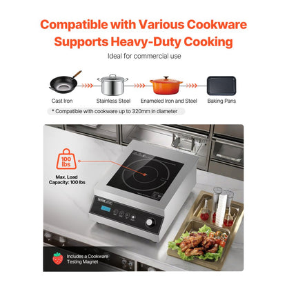 K1004-2 - 5000W Portable Induction Cooktop with Touch Controls