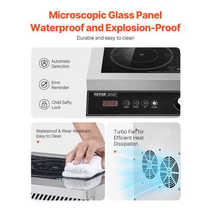 K1004-2 - 5000W Portable Induction Cooktop with Touch Controls