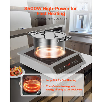 K1004 - 3500W Portable Induction Cooktop with Touch Controls and LED Display