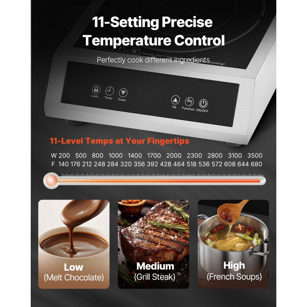 K1004 - 3500W Portable Induction Cooktop with Touch Controls and LED Display
