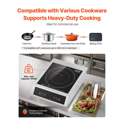 K1004 - 3500W Portable Induction Cooktop with Touch Controls and LED Display