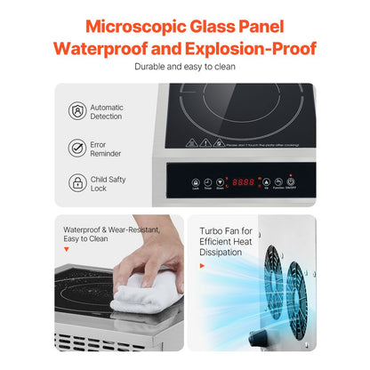 K1004 - 3500W Portable Induction Cooktop with Touch Controls and LED Display