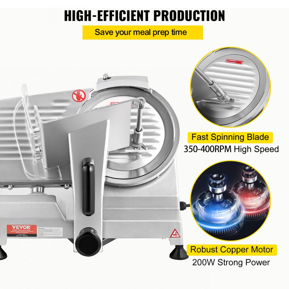 JK-220A - 200W Electric Meat Slicer with Adjustable Thickness up to 0.47"
