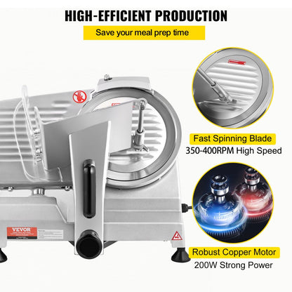 JK-220A - 200W Electric Meat Slicer with Adjustable Thickness up to 0.47"