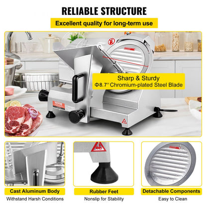 JK-220A - 200W Electric Meat Slicer with Adjustable Thickness up to 0.47"