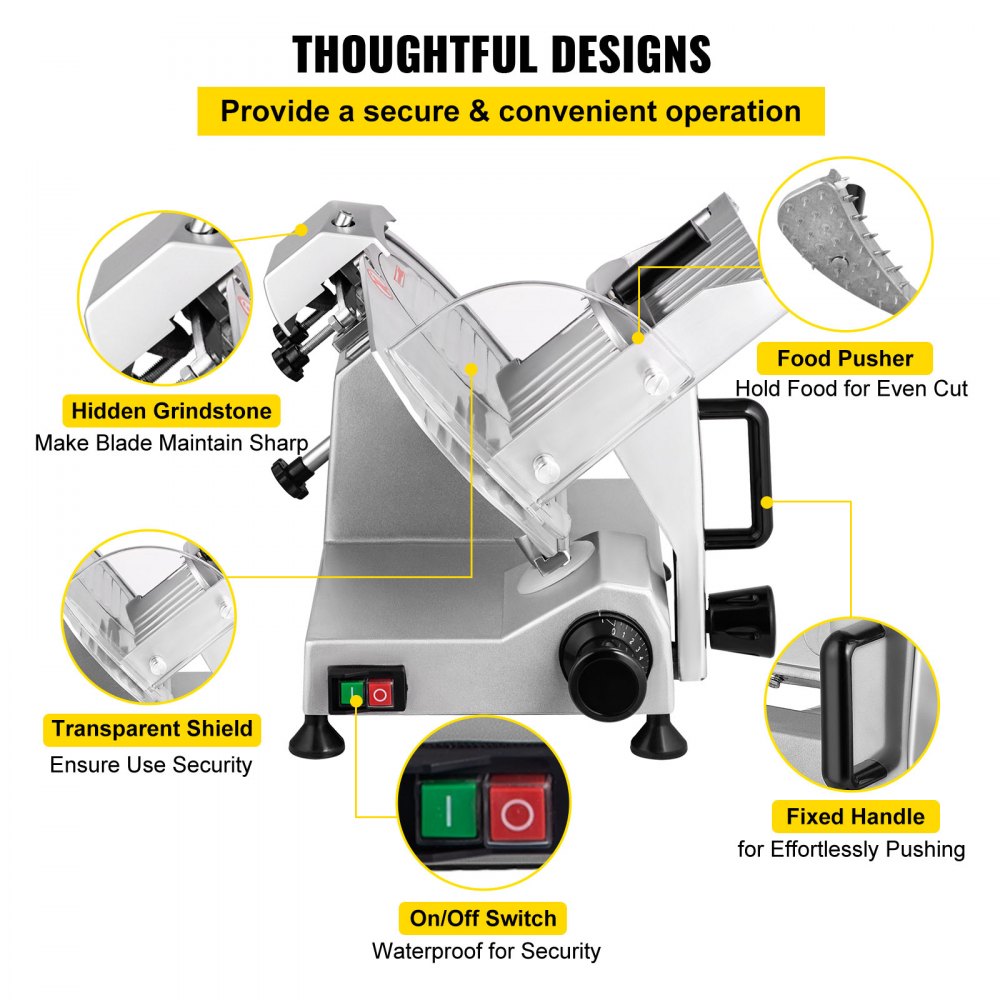 JK-220A - 200W Electric Meat Slicer with Adjustable Thickness up to 0.47"