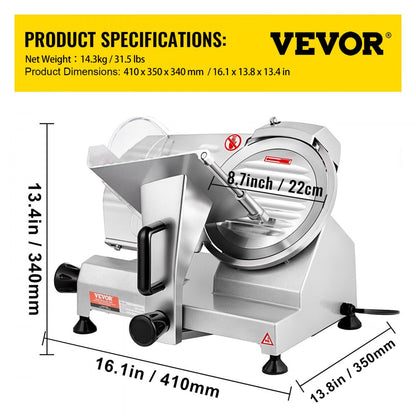 JK-220A - 200W Electric Meat Slicer with Adjustable Thickness up to 0.47"
