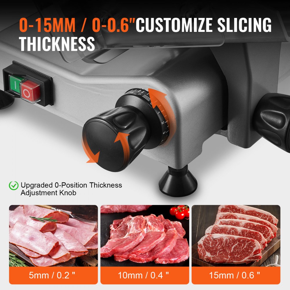 1A-CS110 - 10" Stainless Steel Electric Meat Slicer with Adjustable Thickness