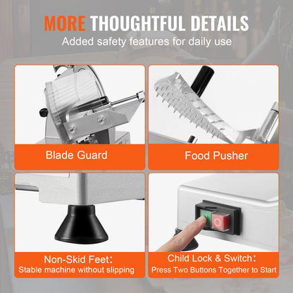 1A-CS110 - 10" Stainless Steel Electric Meat Slicer with Adjustable Thickness