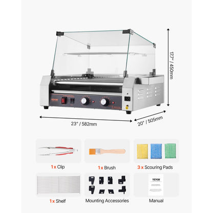 US - Commercial-Grade 30 Hot Dog Roller with Dual Temp Control