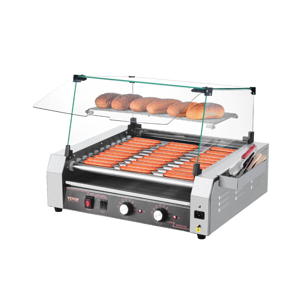 US - Commercial-Grade 30 Hot Dog Roller with Dual Temp Control
