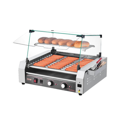 US - Commercial-Grade 30 Hot Dog Roller with Dual Temp Control