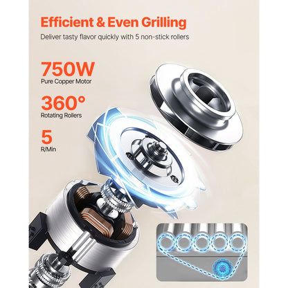 ASQ005 - Commercial 12 Roller Electric Hot Dog Grill with Glass Hood