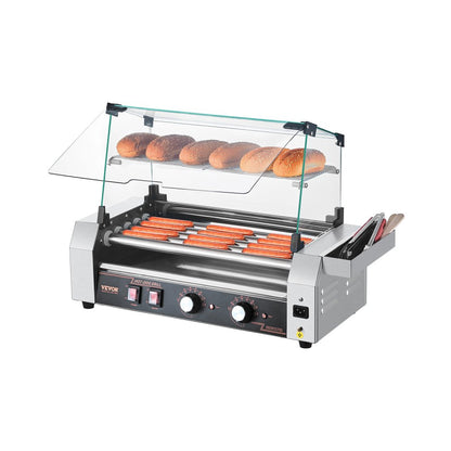 ASQ005 - Commercial 12 Roller Electric Hot Dog Grill with Glass Hood