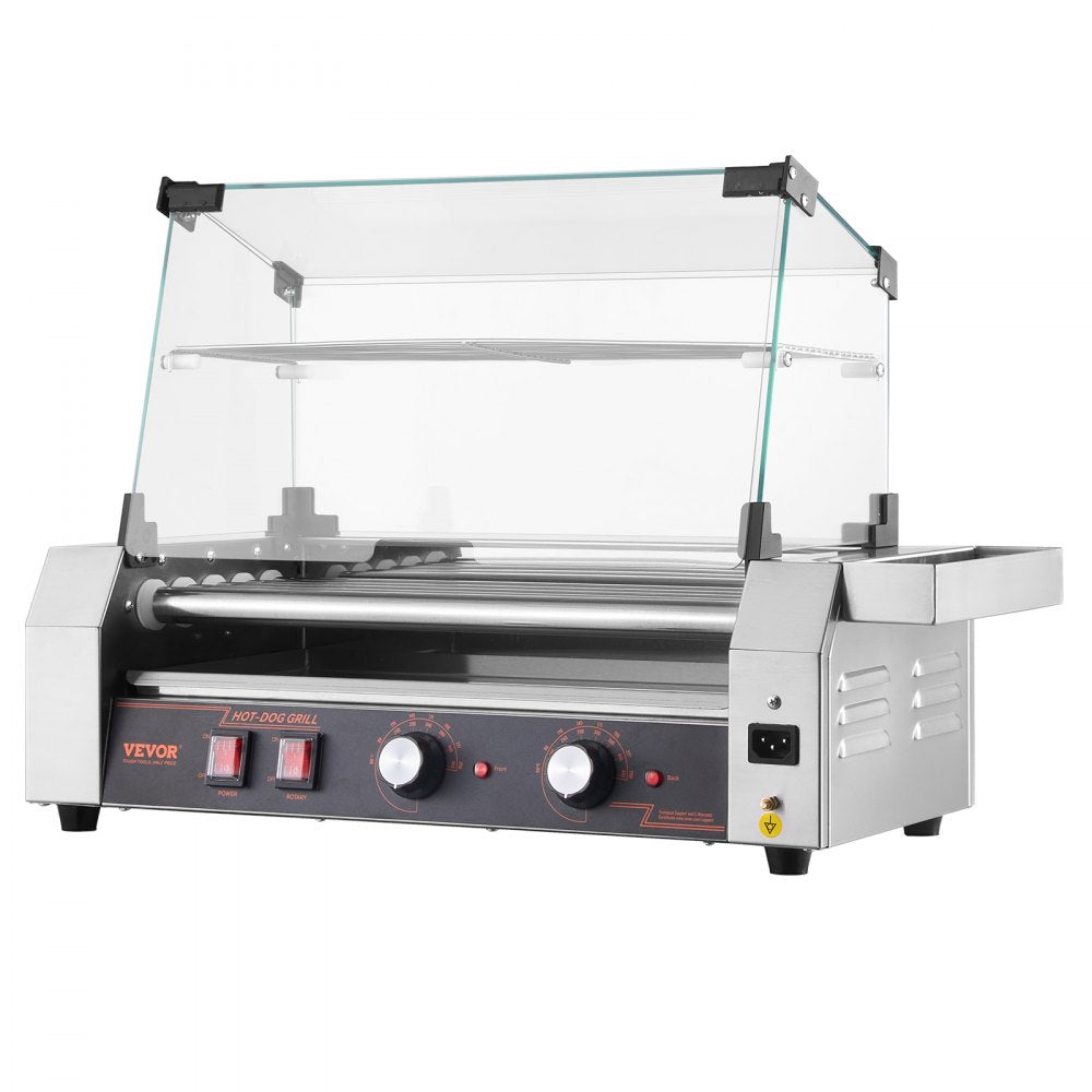ASQ005 - Commercial 12 Roller Electric Hot Dog Grill with Glass Hood