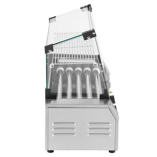 ASQ005 - Commercial 12 Roller Electric Hot Dog Grill with Glass Hood