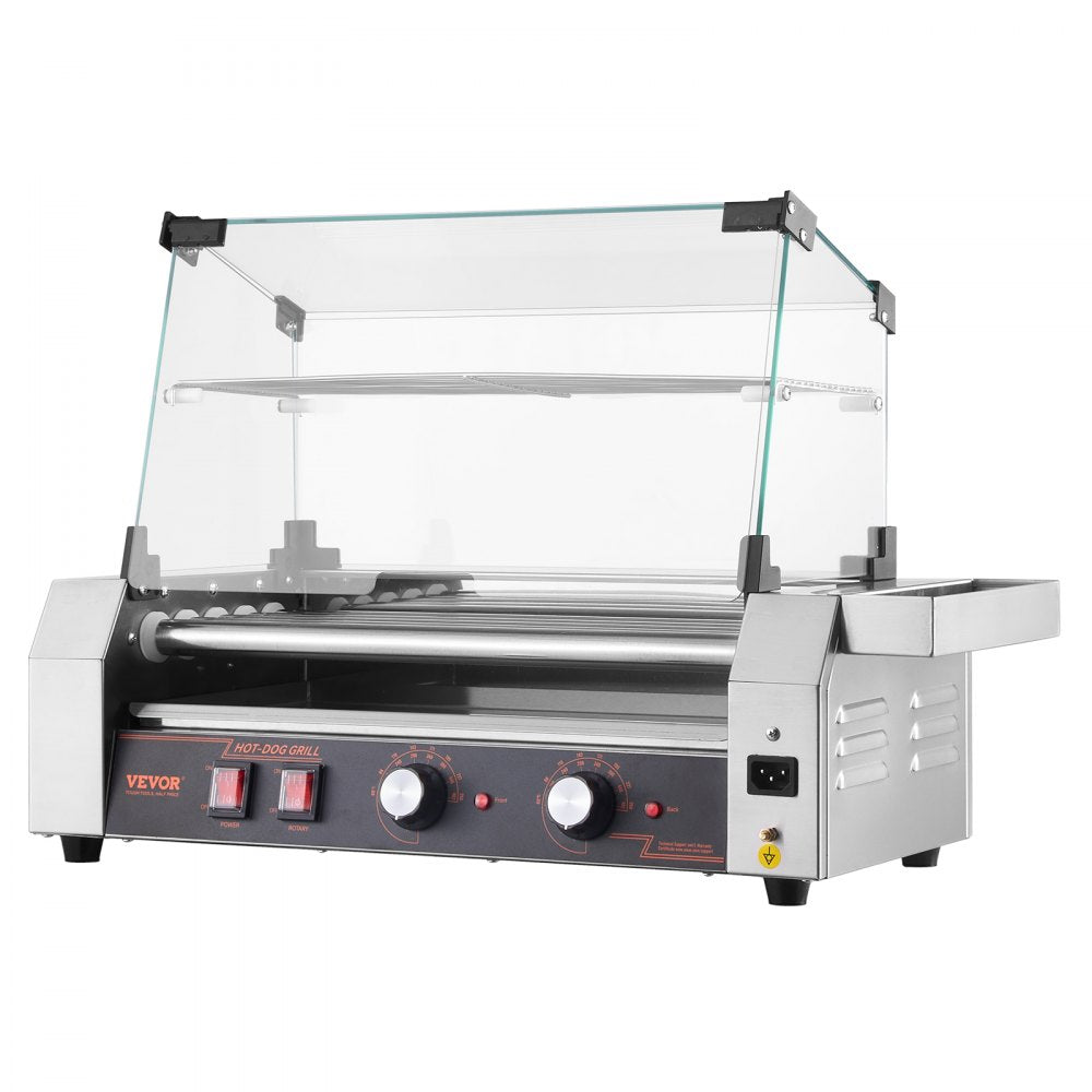 ASQ005 - Commercial 12 Roller Electric Hot Dog Grill with Glass Hood