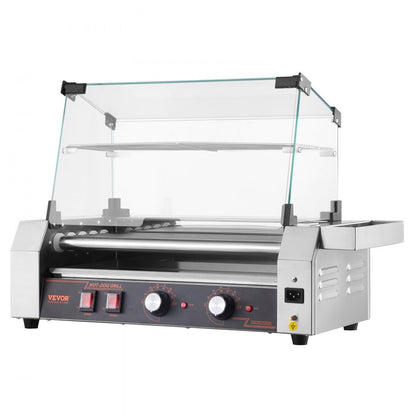 ASQ005 - Commercial 12 Roller Electric Hot Dog Grill with Glass Hood