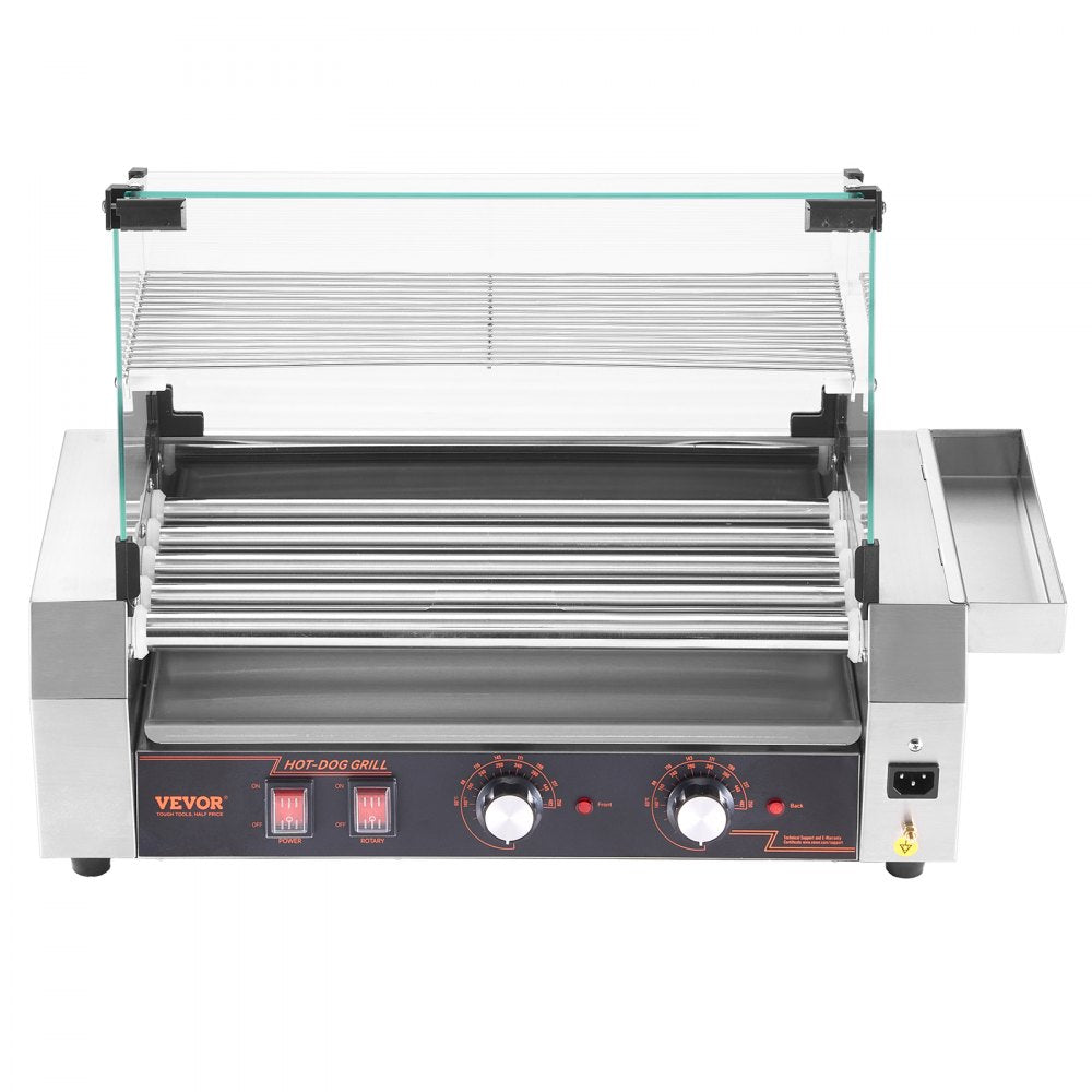 ASQ005 - Commercial 12 Roller Electric Hot Dog Grill with Glass Hood