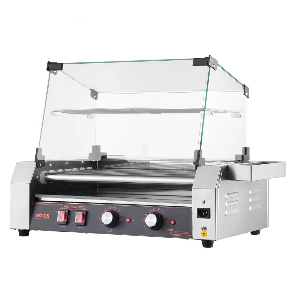 ASQ007 - Commercial 18 Hot Dog Roller Grill with 482°F Adjustable Temperature