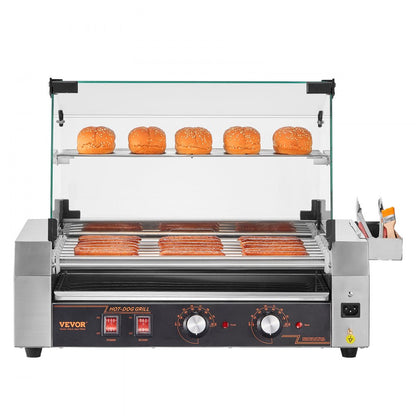 ASQ007 - Commercial 18 Hot Dog Roller Grill with 482°F Adjustable Temperature