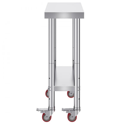 GZT61*30.5*85 - Durable Stainless Steel Work Table on Wheels, Easy to Clean