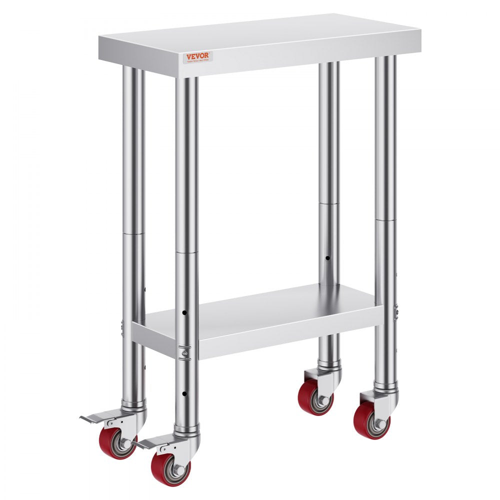 GZT61*30.5*85 - Durable Stainless Steel Work Table on Wheels, Easy to Clean