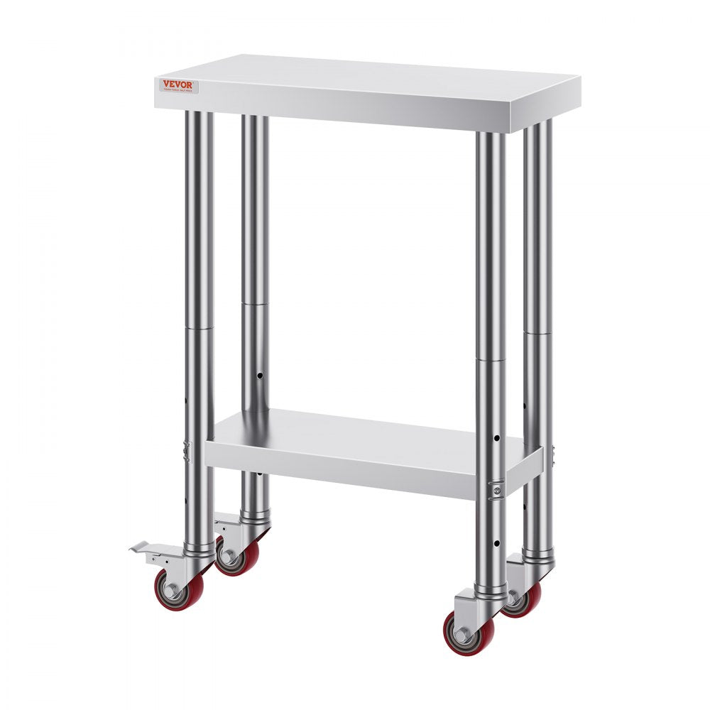 GZT61*30.5*85 - Durable Stainless Steel Work Table on Wheels, Easy to Clean