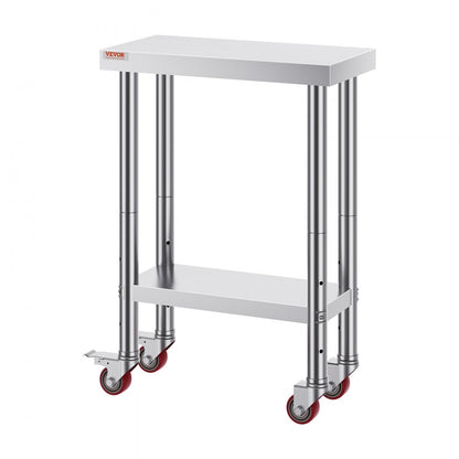 GZT61*30.5*85 - Durable Stainless Steel Work Table on Wheels, Easy to Clean