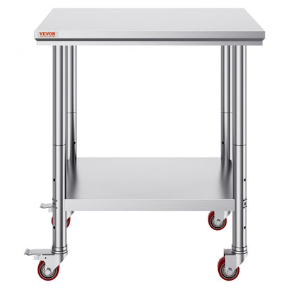 GZT76X60L - 24" x 30" Stainless Steel Work Table with Wheels & Adjustable Shelves