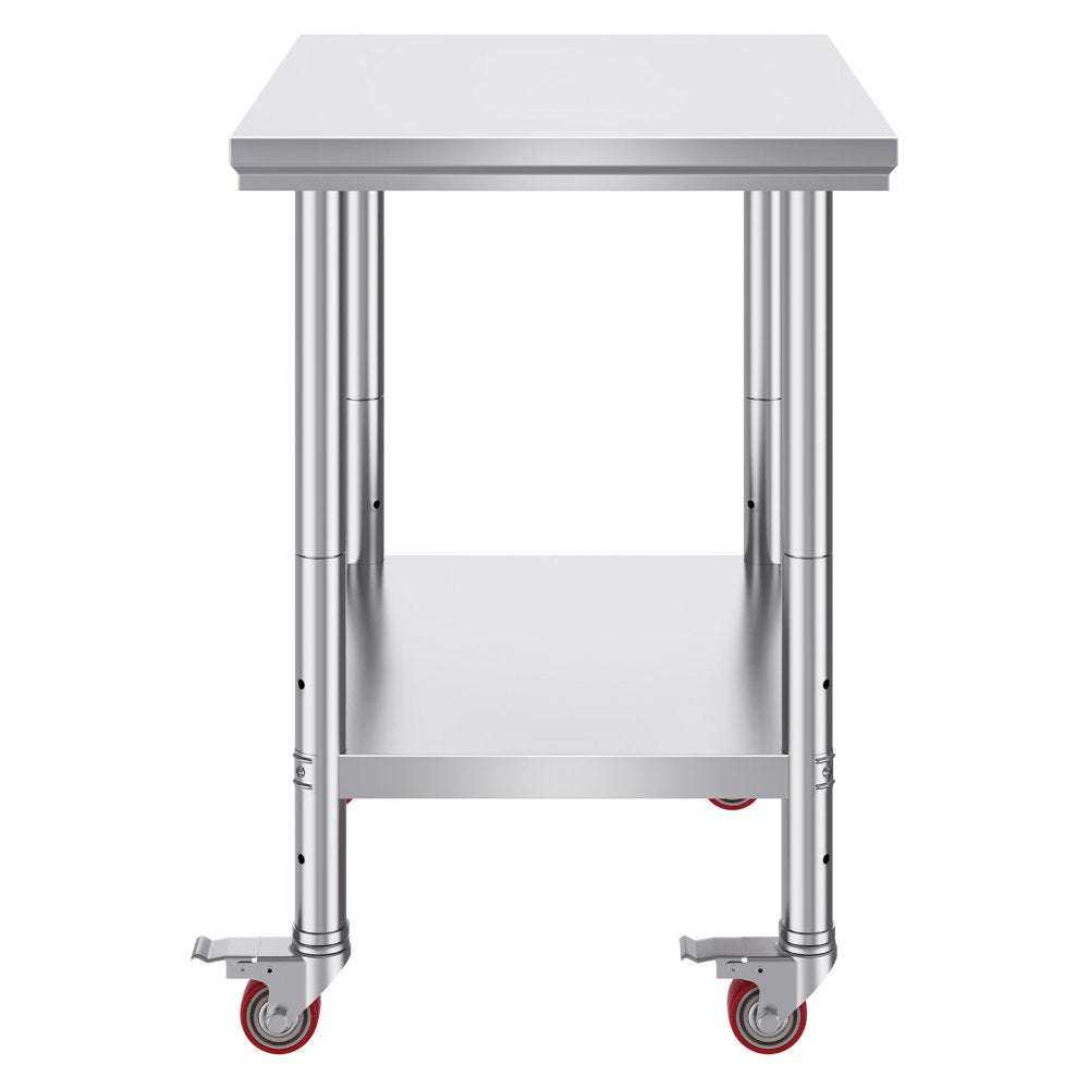 GZT76X60L - 24" x 30" Stainless Steel Work Table with Wheels & Adjustable Shelves