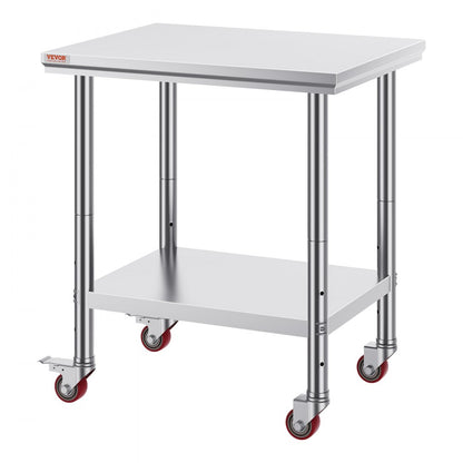 GZT76X60L - 24" x 30" Stainless Steel Work Table with Wheels & Adjustable Shelves