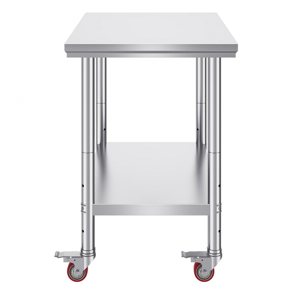 GZT90X60L - Heavy-Duty 36x24 Inch Stainless Steel Work Table with Wheels