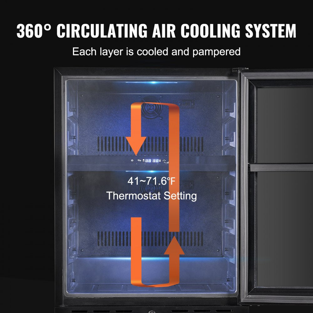 JC-150WD - Dual Zone VEVOR Wine Cooler for 46 Bottles, Stylish Design